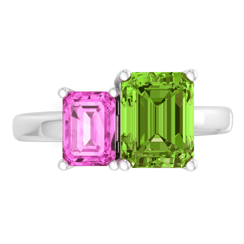 Martha Stewart 3 1/4ctw. Pink Sapphire & Peridot Two Stone Ring In Sterling Silver image number null